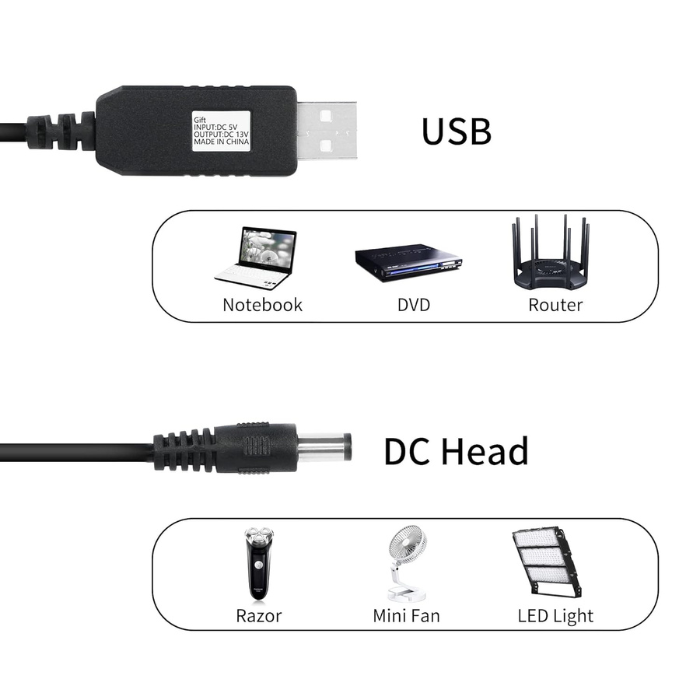 Iotcart SES-P-1790 5V to 12V USB Booster Cable for Routers & LEDs
