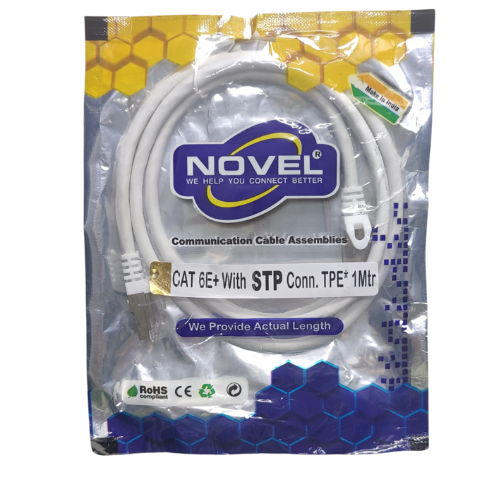 NOVEL CAT 6E+ 1M STP Patch Cord Cable - Gigabit Ethernet for VoIP & Streaming