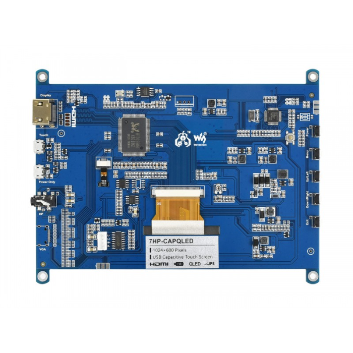 Waveshare 7inch QLED Capacitive Touch Dot Display 1024×600 Supports Various Systems