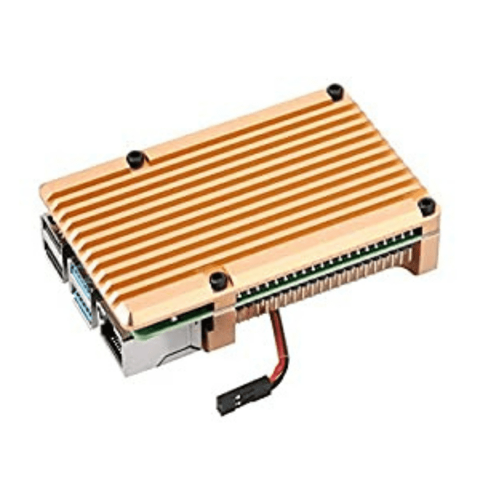Raspberry Pi Metal Aluminum Case with Double Fans for Raspberry Pi 4B (Gold)