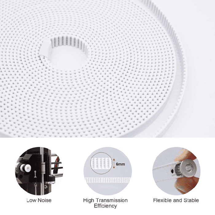Iotcart GT2 6mm Timing Belt 1M White PU Steel Core - 3D Printer Belt