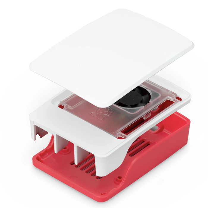Raspberry Pi 5 Official Red/White Case with Fan & Heatsinks - Electronics
