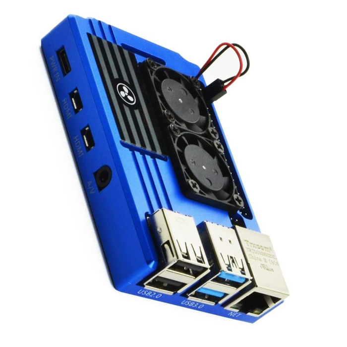 Iotcart SES-P-1843 Blue Metal Case with Dual Fan for Raspberry Pi 4 - Ultimate Cooling Solution