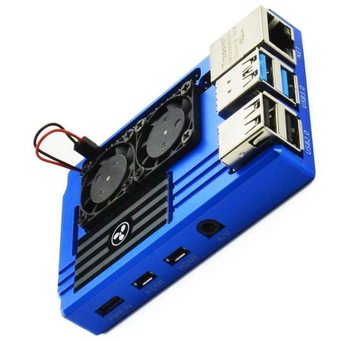 Iotcart SES-P-1843 Blue Metal Case with Dual Fan for Raspberry Pi 4 - Ultimate Cooling Solution