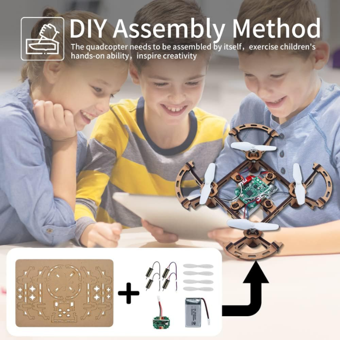GKFESCC RC DIY Wooden Drone Kit for Kids for Ages 5-10+