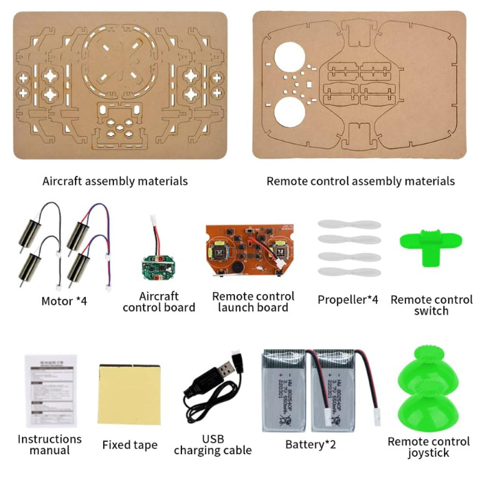 GKFESCC RC DIY Wooden Drone Kit for Kids for Ages 5-10+