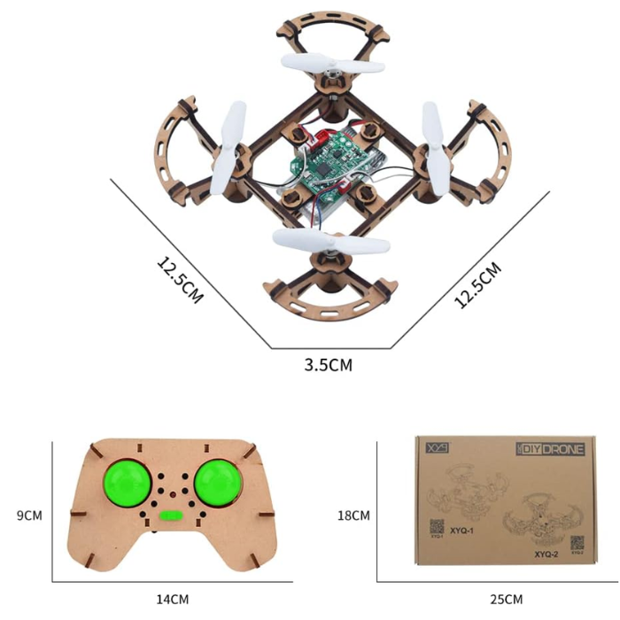GKFESCC RC DIY Wooden Drone Kit for Kids 5-10+ - STEM Learning Toy