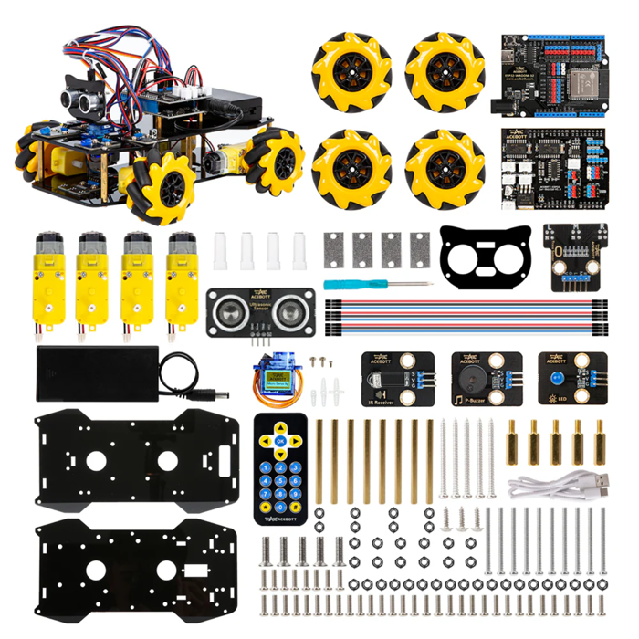 ACEBOTT ESP32-4WD-MECANUM-KIT 4WD Robot Car with Mecanum Wheels for Arduino & IoT - Buy in India
