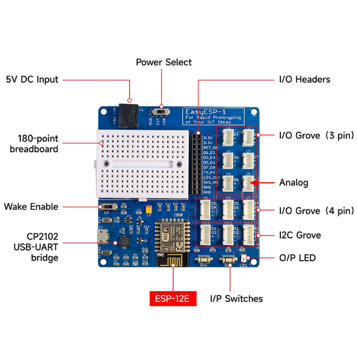 ELECROW EasyESP-1 ESP8266 WiFi Experimenter Board - Buy Online India