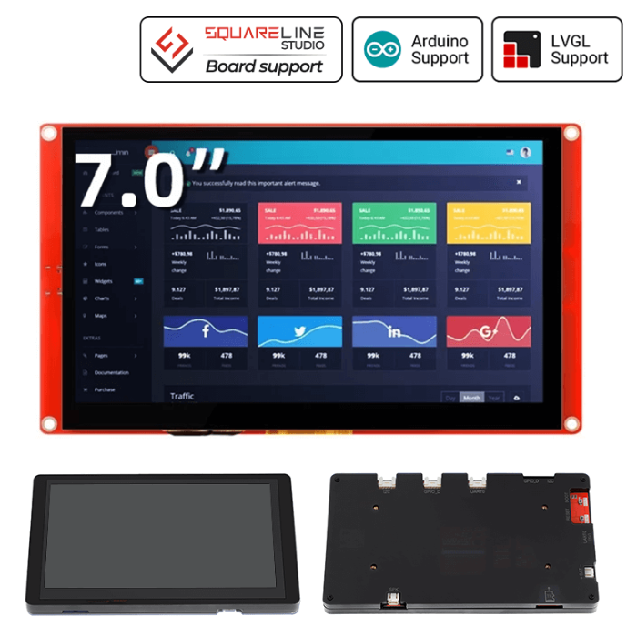 ELECROW ESP32 7In HMI Display 800×480 RGB TFT LCD Touch Screen without Acrylic Case