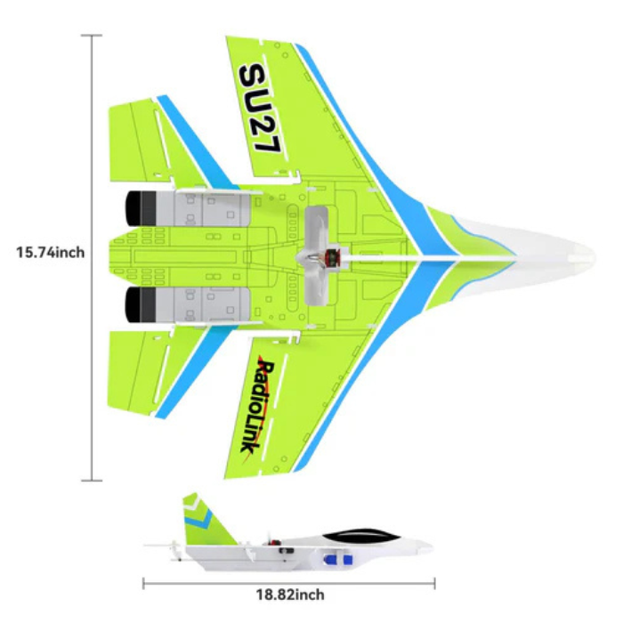 Radiolink SU27 Fighter RC Plane Radio Controlled Airplane(RTF) 4000KV Brushless Motor Fixed Wing Gyroscope Assist for Beginners