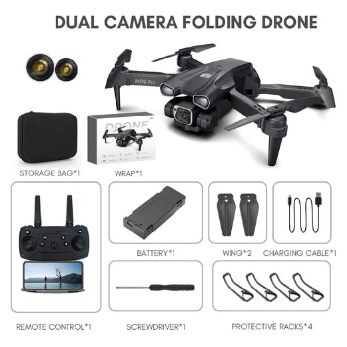 H66 Mini 4K HD Dual-Cam Foldable RC Drone Optical Flow Air Pressure Quadcopter Kits