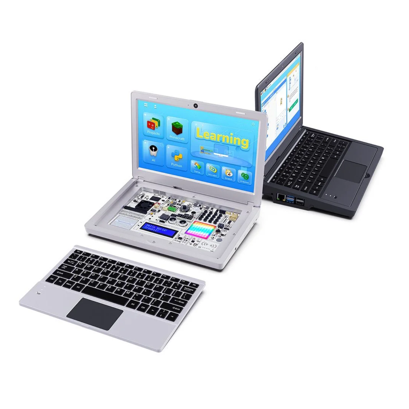 Elecrow - CrowPi2 - All-in-One Raspberry Pi STEM Laptop, FCC/CE Certified, Space Grey, English Keyboard, EU Plug, Basic Kit (No Raspberry Pi)