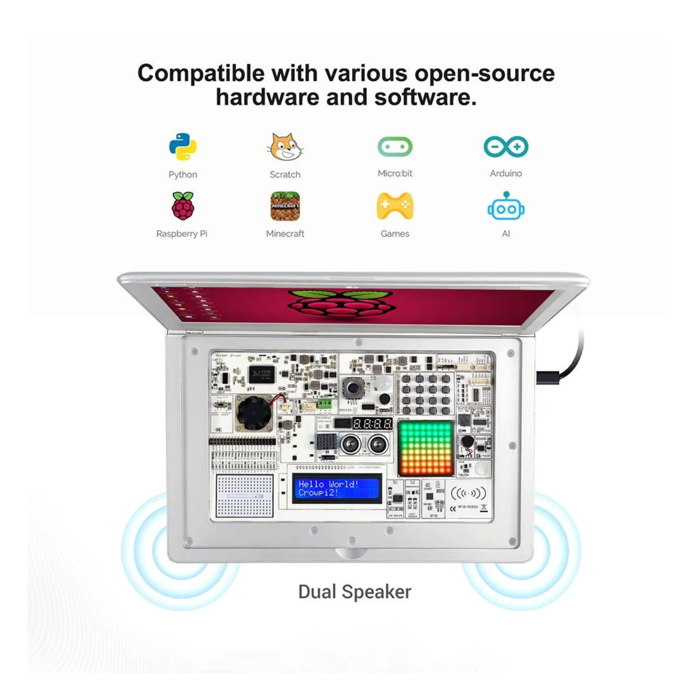 Elecrow CrowPi2 All-in-One Raspberry Pi STEM Laptop 11.6-inch - Learn Python, AI, Scratch