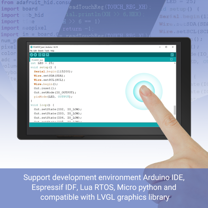 ELECROW ESP32 display 7.0 Inch HMI Display 800×480 RGB TFT LCD Touch Screen Compatible with Arduino/LVGL/PlatformIO/ Micropython with Acrylic Case