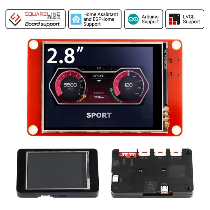 ELECROW ESP32 display 2.8 Inch HMI 240×320 Display SPI TFT LCD Touch Screen Compatible with Arduino/LVGL/Esphome/PlatformIO/Micropython with Acrylic Case
