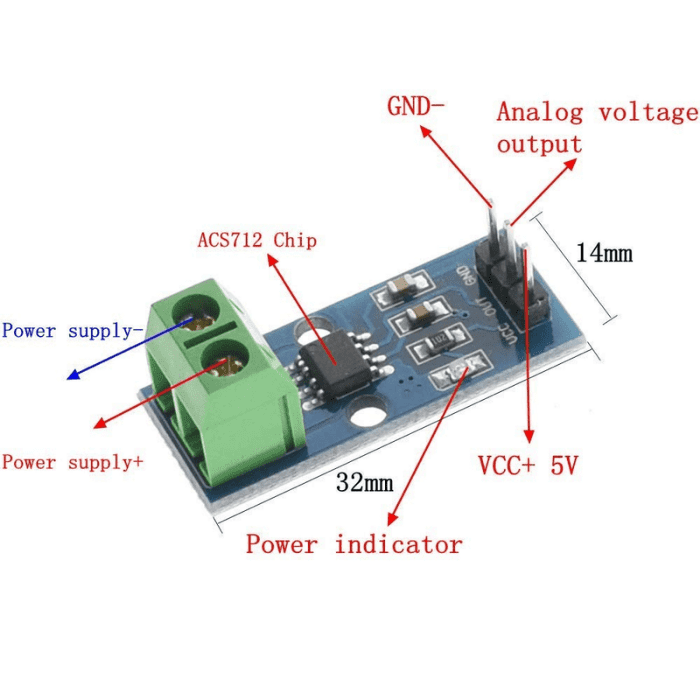 Buy ACS712 20A Current Sensor Module - Arduino & Raspberry Pi Compatible