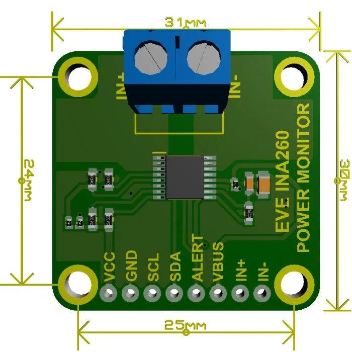 INA260 36V DC Voltage Current Power Sensor Breakout - 7Semi I2C Module