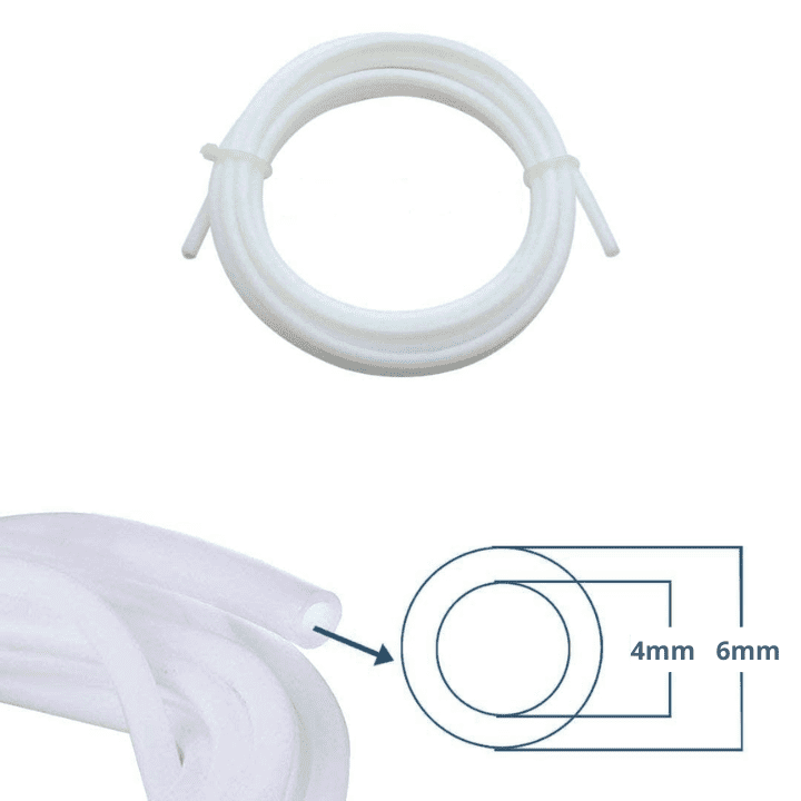 PTFE 4x6mm White Teflon Tube for 3mm 3D Printer Filament - 1 Meter (4mm ID X 6mm OD)
