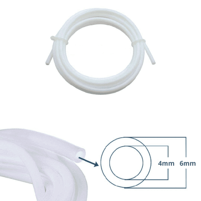 PTFE 4x6mm White Teflon Tube for 3mm 3D Printer Filament - 1 Meter (4mm ID X 6mm OD)