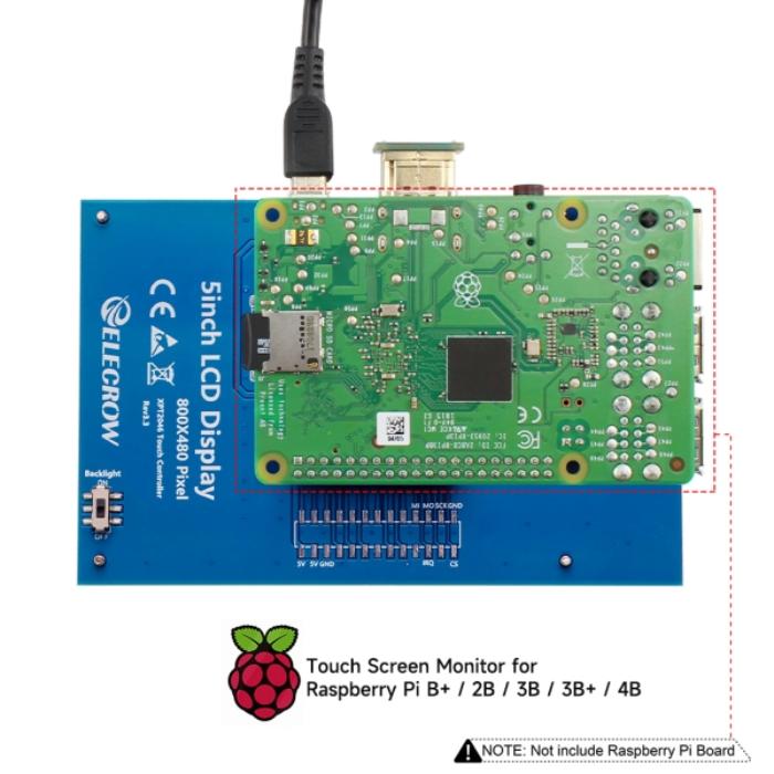 Elecrow RR050 5 Inch Resistive Touch TFT Display 800x480 for Raspberry Pi - Buy in India