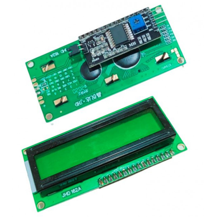 Iotcart 16x2 Green LCD Display with I2C Interface - Arduino & Raspberry Pi Compatible