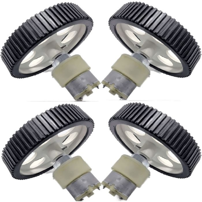 4 pieces 10 X 2 Cm Gear Motor Robot Wheel & 4 pieces 200 RPM Gear Motor