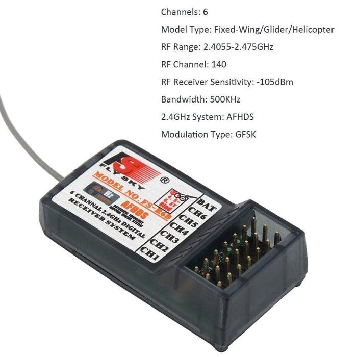 FlySky FS-R6B 2.4GHz 6Ch Receiver - RC Quadcopter & Plane Control