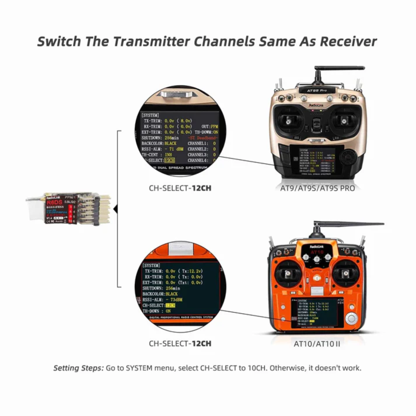 Radiolink R6DS 6/10 Channels RC Receiver 2.4GHz