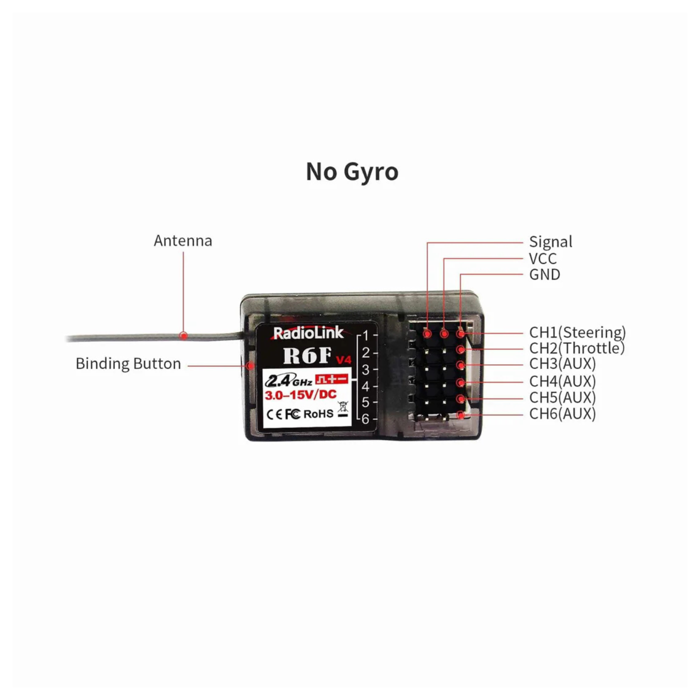 Radiolink R6F 2.4 GHz, 6 Channel RC Receiver Long Range up to 400 m