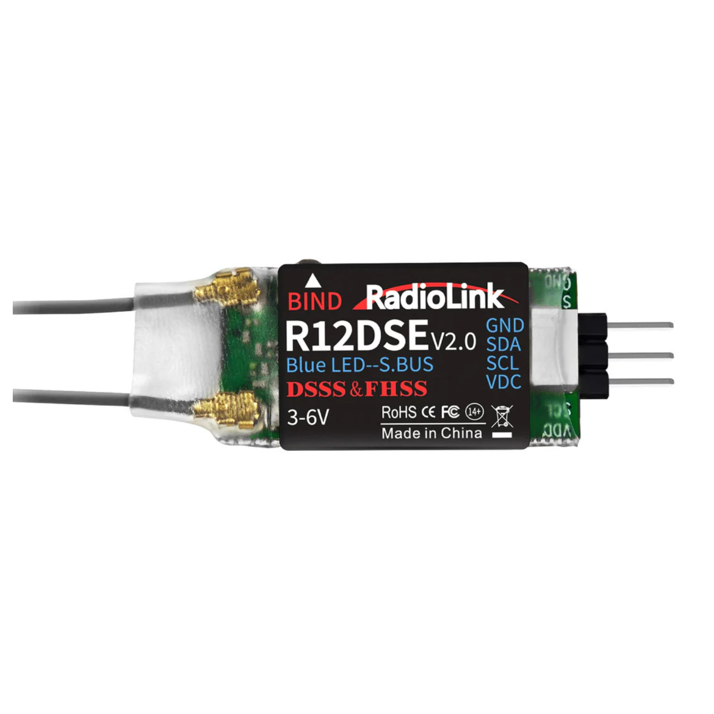 Radiolink R12DSE 12-Channel Receiver with Dual Antennas with 4000m Range SBUS/PPM
