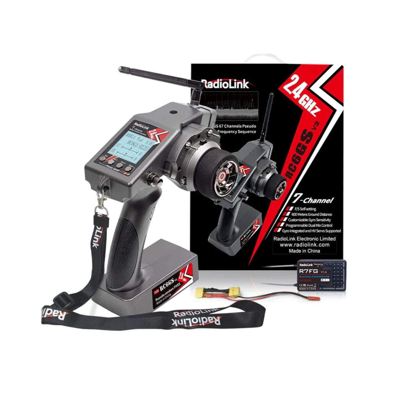 Radiolink RC6GS V3 7CH 2.4GHz RC Transmitter and 7CH R7FG Receiver with Waterproof Gyro