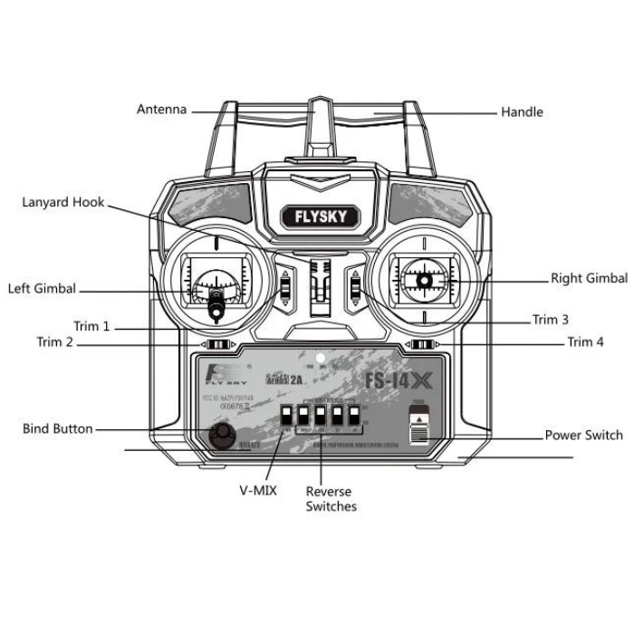 FlySky FS-i4X 2.4GHz 4CH AFHDS RC Transmitter with FS-A6 Receiver - Drone Remote Control