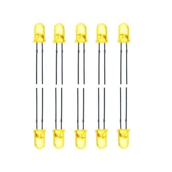 Iotcart 3 mm Yellow LED 2.2V 20mA (Pack of 10) - Indicator for Arduino & Raspberry Pi
