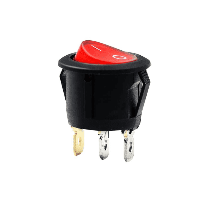 Round Rocker switch 6A 250V 3 PIN RED LED