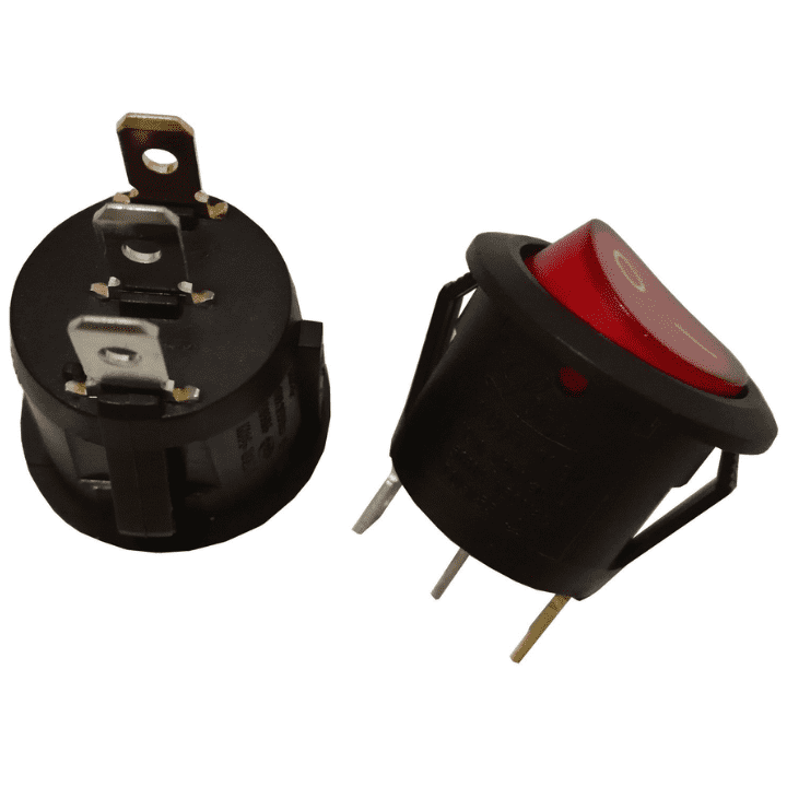 Round Rocker switch 6A 250V 3 PIN RED LED