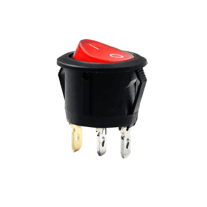 Iotcart Round Rocker Switch 6A 250V 3 PIN Red LED - DPST On/Off Control