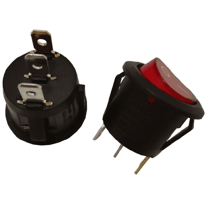 Iotcart Round Rocker Switch 6A 250V 3 PIN Red LED - DPST On/Off Control