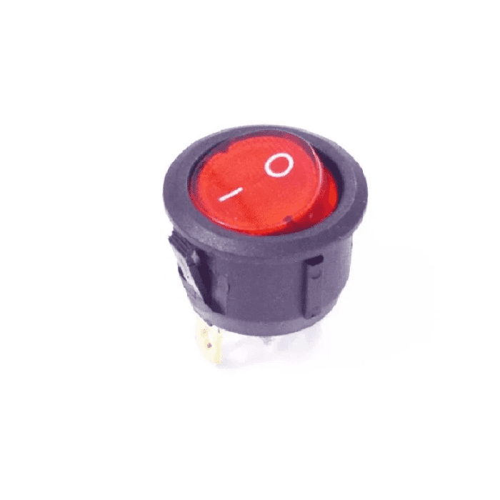 Iotcart Round Rocker Switch 6A 250V 3 PIN Red LED - DPST On/Off Control