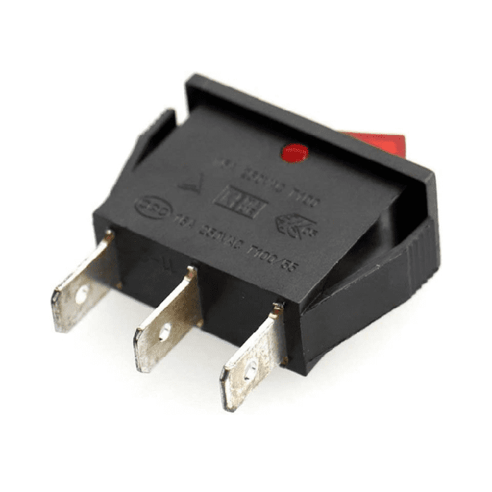 Rocker switch 16A 250V SPDT 3PIN Red LED