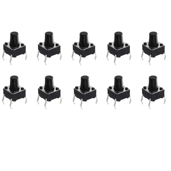 4-Pins DIP Momentary Square Tactile Push Button Switch 10 Pieces - 6x6x8mm