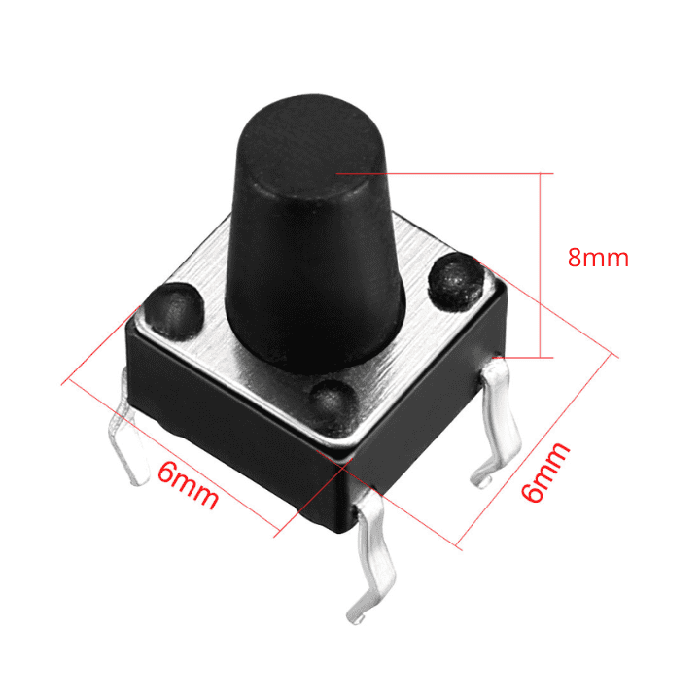 Iotcart SES-P-2343 6x6x8mm 4-Pin DIP Tactile Switch 10Pcs - Buy for Arduino & Raspberry Pi Projects