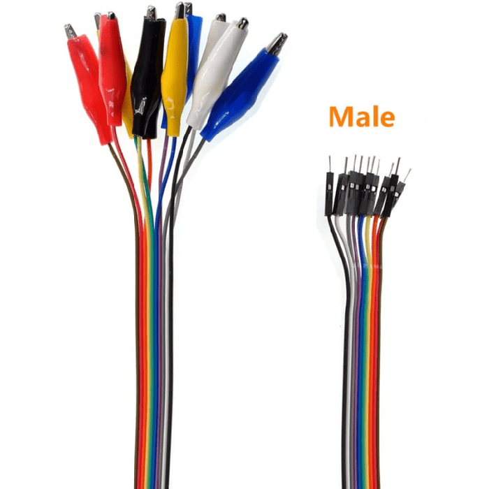 Iotcart SES-P-2351 20cm Alligator Clip to Male Jumper Wire - Test Lead for Prototyping