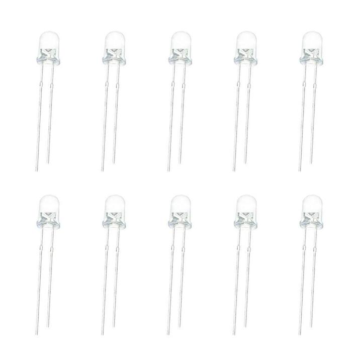 Iotcart 3mm White LED (Pack of 10) - 3.2V Forward Voltage for Arduino Projects