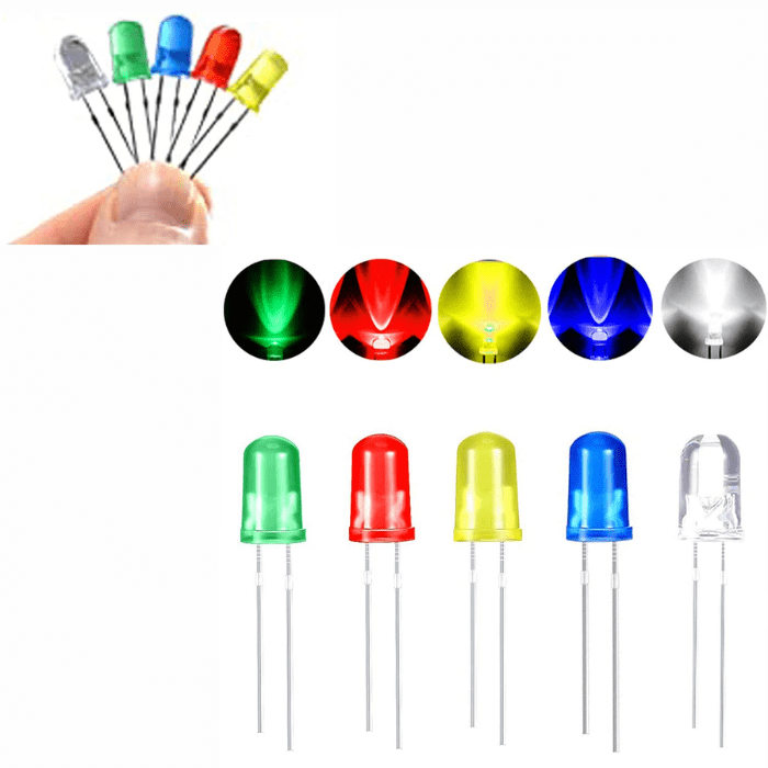 Iotcart 5mm LED Combo (R-G-Y-B-W) 10pcs Each - Buy Online in India