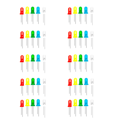 Iotcart 5mm LED Combo (R-G-Y-B-W) 10pcs Each - Buy Online in India