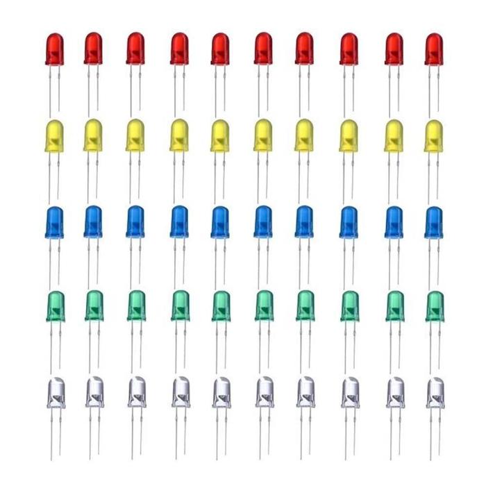 Iotcart 5mm LED Combo (R-G-Y-B-W) 10pcs Each - Buy Online in India