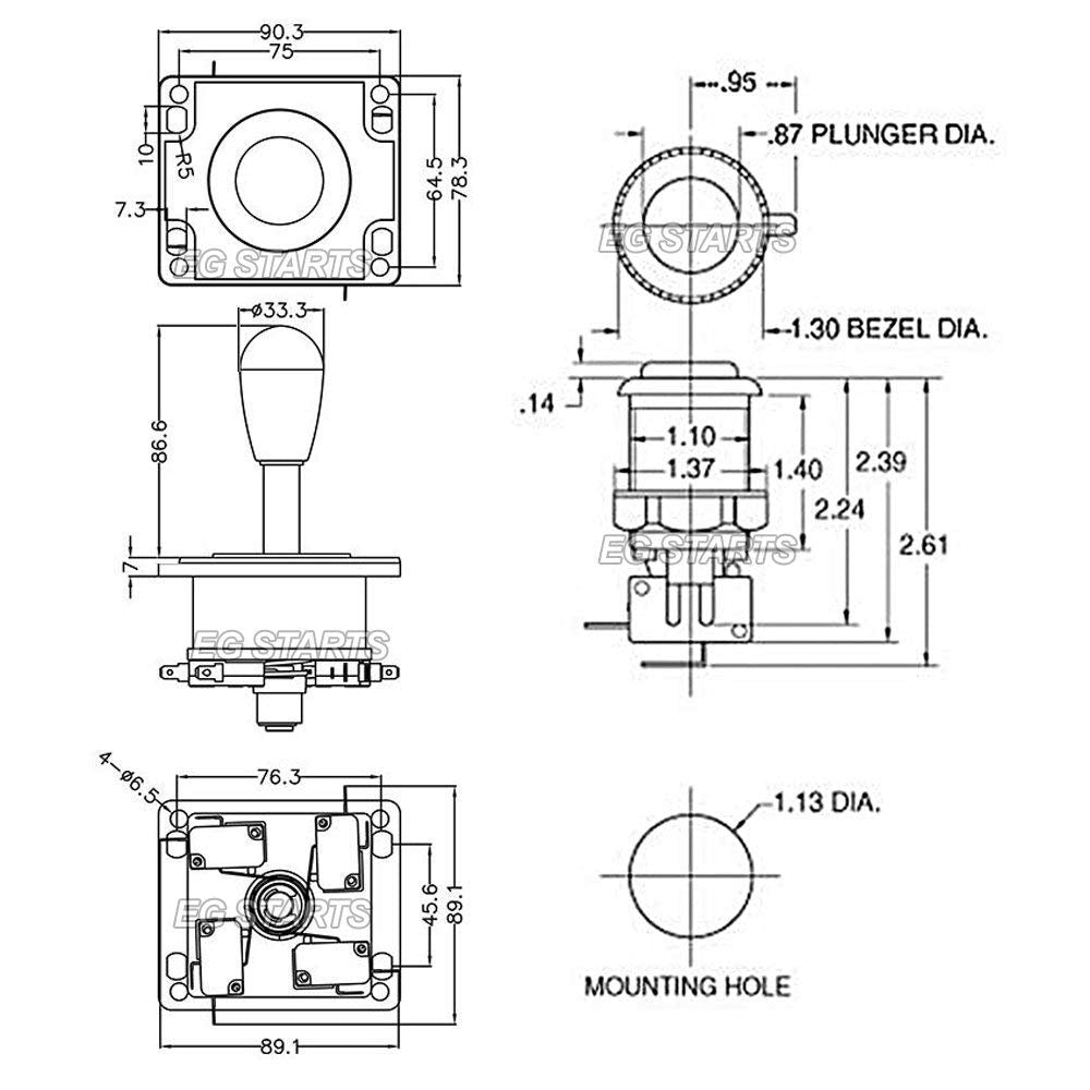 Arcade 2Pin Joystick switchable to 4/8 Ways