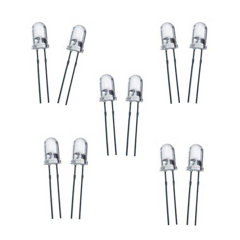 3mm White Red LED (Pack of 10)