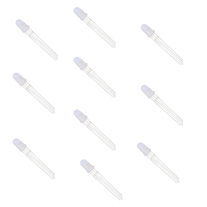Iotcart 5mm RGB LED Common Cathode Diffuse (Pack of 10) - Arduino Compatible